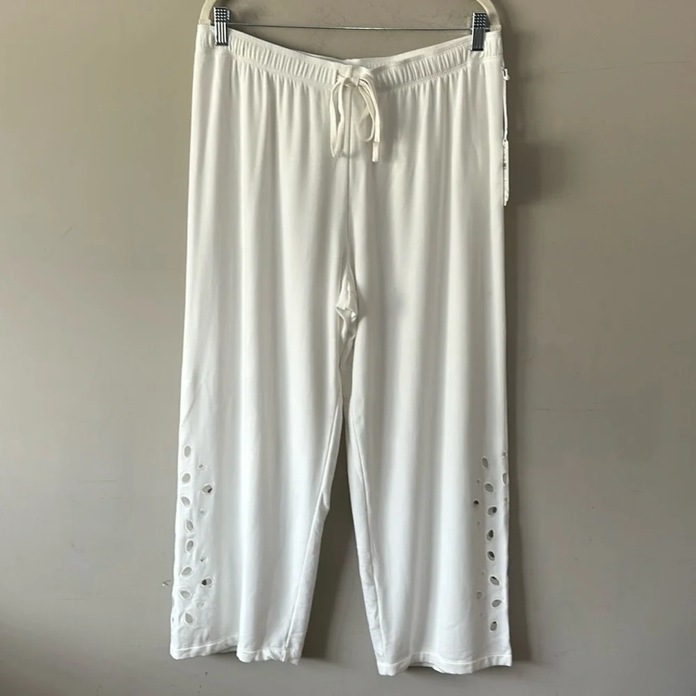 IVORY & BIRCH PJ Salvage Summer Eyelet Banded Pant large NWT